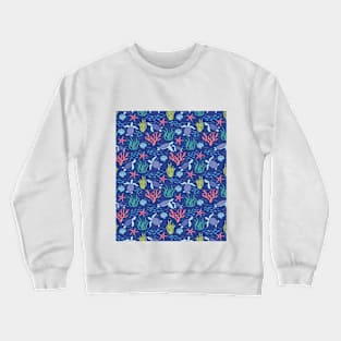 Blue sea turtle underwater ocean pattern Crewneck Sweatshirt